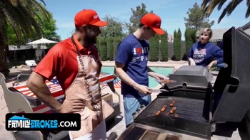 Independence Day Family Fun: Penelope Gets Double-Teamed by Stepdad and Stepbro