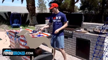 Independence Day Family Fun: Penelope Gets Double-Teamed by Stepdad and Stepbro