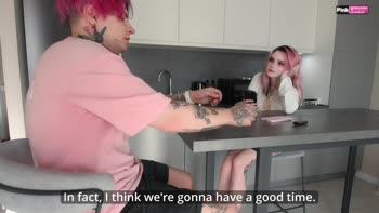 Pinkloving's Sweet Surprise: A Big Cock Blowjob Under the Table