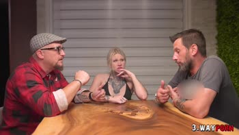 Cute Tattooed Babe's Threesome Adventure - Hard Fucked by Two Studs