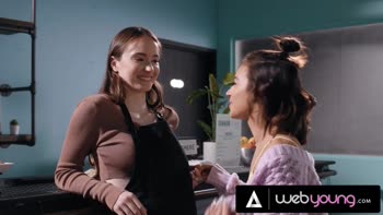 Hazel Moore Sizzles in Thirsty lesbian escapade with Aria Valencia at the Coffee Shop