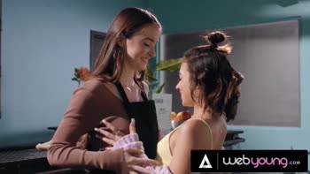 Hazel Moore Sizzles in Thirsty lesbian escapade with Aria Valencia at the Coffee Shop