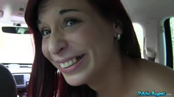 Public Agent Sexy Redhead Loves Sucking a Fucking in a Strangers Car