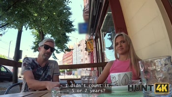 HUNT4K. Full face of cum after coffee with a stranger