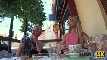 HUNT4K. Full face of cum after coffee with a stranger