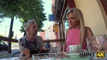 HUNT4K. Full face of cum after coffee with a stranger
