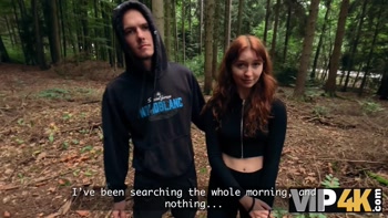 VIP4K. A Young Red-Haired Beauty Cheats on Her Boyfriend In front of Him
