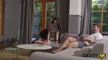 DADDY4K. Mature man showed rough anal fuck workshop, Anna De Ville gave him the deepest blowjob ever