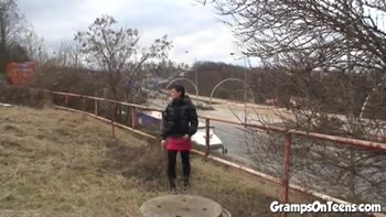 Gramps Teaches His Teen (18+) Petite the Ways of Public Desire