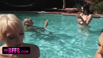 Megan Sage's Outdoor Orgy Delight: Skinny BFFs Ride Huge Cock in the L