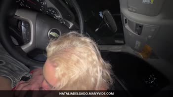 Natalia Delgado Swallows Cum While Giving a Deep Throat Blowjob in Car