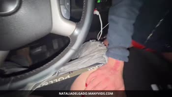 Natalia Delgado Swallows Cum While Giving a Deep Throat Blowjob in Car