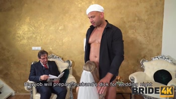BRIDE4K. Slender bride doesn't want to disappoint her husband so she gets a sex lesson