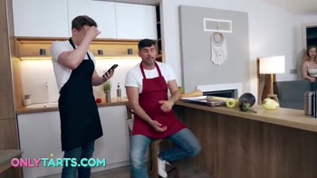 HOT Thanksgiving Dinner Idea - Busty stepsis gets threesome sex