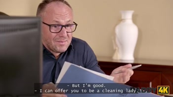 DADDY4K. Slutty blonde with natural tits has no rules and is fucking with her BF’s Daddy on the table