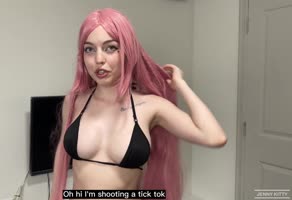 Jenny Kitty's Step Sister Goes Viral in a Creamy Doggy Style Thrill