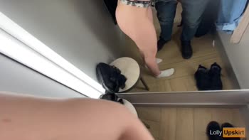 Lol Upskirt's Risky Fitting Room Fling: Petite Russian Blowjob