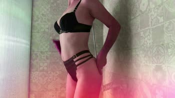 LavaMora's Vibrant Shower Solo: Teasing with a Dildo