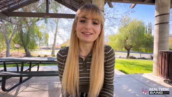 Evie Christian's First Bang: Petite Blonde Teen (18+) Goes Wild in Public