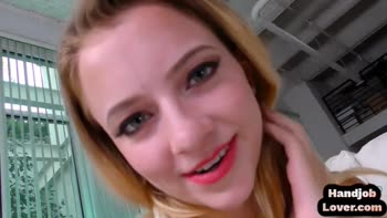 Blonde Teen (18+) GF Wanks BF's Cock in Dirty Talk POV Closeup