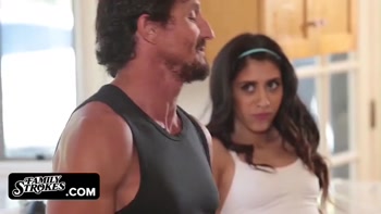 Naughty babe Angel Del Rey's pink pussy gets destroyed by her stepdad
