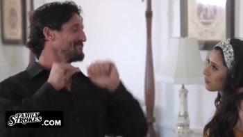 Naughty babe Angel Del Rey's pink pussy gets destroyed by her stepdad