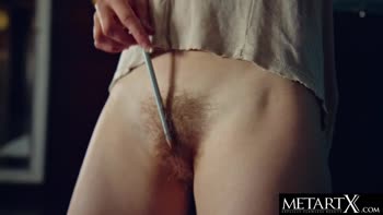 Sofi's Petite Delight: A Hairy Adventure with a Pencil