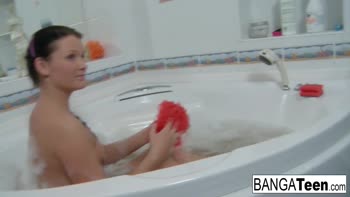 Petite Brunette's Steamy Bathroom Threesome