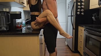 Ohseehere's Hot Kitchen Table Surprise in Black Dress