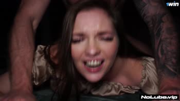 NoLube's All-Night Thirst: Teen (18+) Brunette Takes It Rough