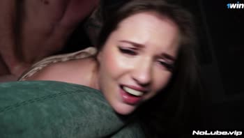 NoLube's All-Night Thirst: Teen (18+) Brunette Takes It Rough