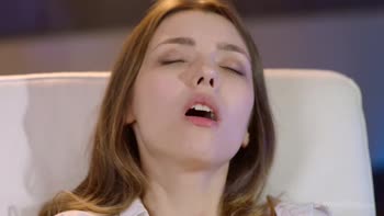 Mila Azul's Solo Bliss: Long-Haired Brunette Masturbates Exquisite Big Tits
