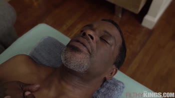 Petite Blonde Massages Big Cock Black Stud And Fucks Him