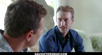 Stevie Grey and Aria Lee's Step Dad Swap: A Petite Blonde and Brunette Orgy