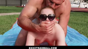 Ginger Delight: Petite Redhead Takes On A Monster Cock Outdoors