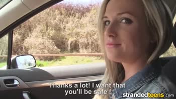 Stranded Teen (18+)'s Desperate Blowjobs on the Road