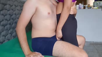 College-Couple's y Leggings Encounter: Doggystyle Assjob & Cumshot