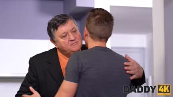 Old Man's Sweet Ride: Teen (18+)'s Shaved Pussy Devoured by Fat Daddy