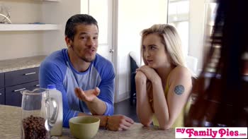 Lexi Lore Fucks Stepbro at Kitchen Counter During Breakfast Gets Creampie