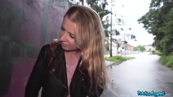 Public Agent FULL SCENE - Cute & hesitant students first public sex in the rain