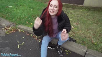 Public Pleasure: Redhead's Pierced Tits and Basement Creampie