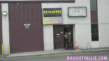 Horny Slut Wife Masturbation Outside Adult Bookstore