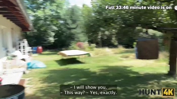 HUNT4K. Sexy Fanta Sie fucks with old Hunter for her annual salary in public