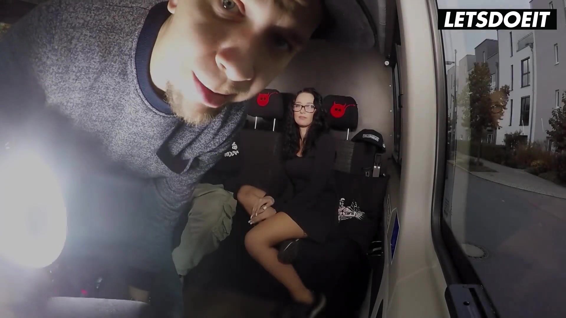 Slutty German Brunette Lilly Foxx Backshots Sex in the Bums Bus - LETSDOEIT