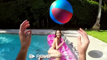 POVD Backyard skinny dipping fuck with brunette Charity Crawford