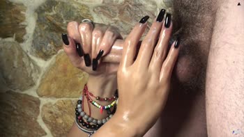 XattlaLust's Sizzling Handjob Show: Cum Drips from Those Sexy Black Nails