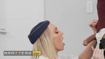 Blonde Flight Attendant Lands Threesome Layover