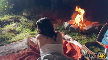 HUNT4K. Sexy skinny brunette doesn’t care about her BF and is giving a sloppy blowjob to a stranger