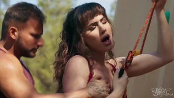 TRANS ANGELS - Parker Savage Feeds Rana Katana A Big Dick In A Wild, Athletic Climbing Adventure