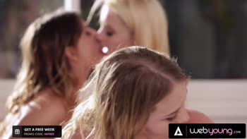 Kristen Scott Seduces College Cutie With Blonde Babe Arya Fae